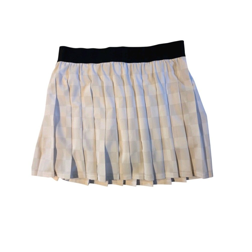 Joy Lab Pleated Checkered Skorts White Beige Black Tennis Pickleball Mid Rise M